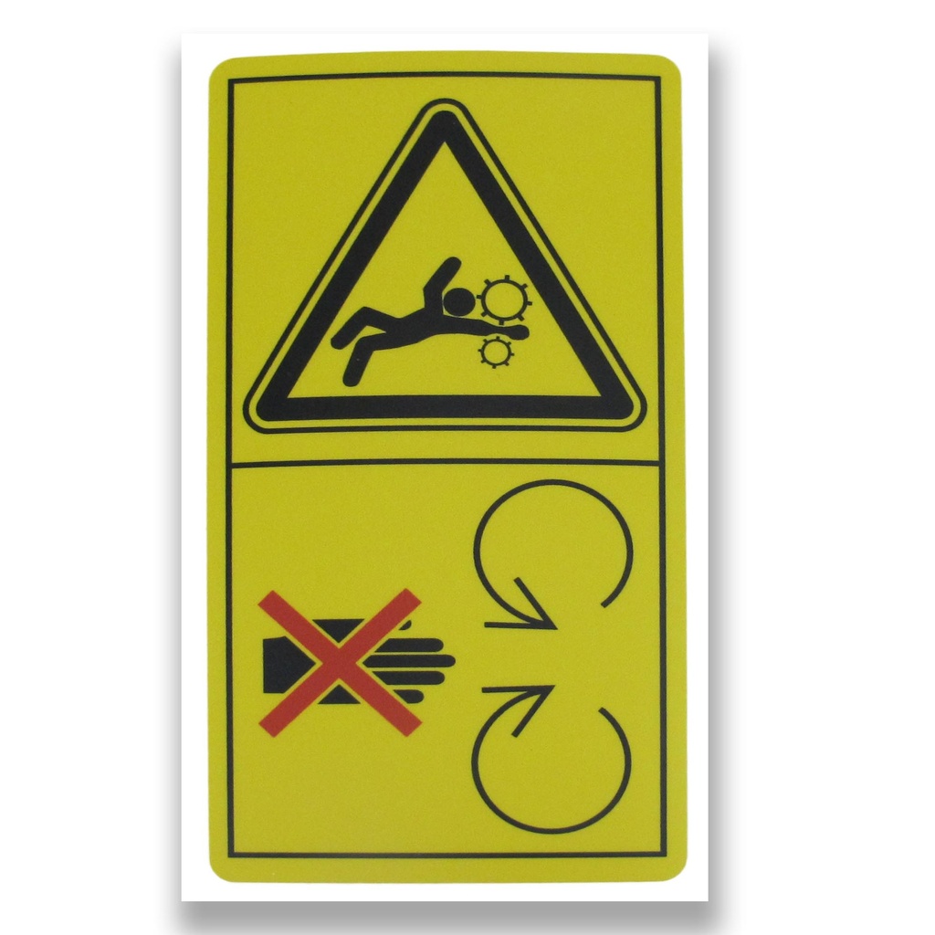 Warning Draged into Feed Rollers Decal